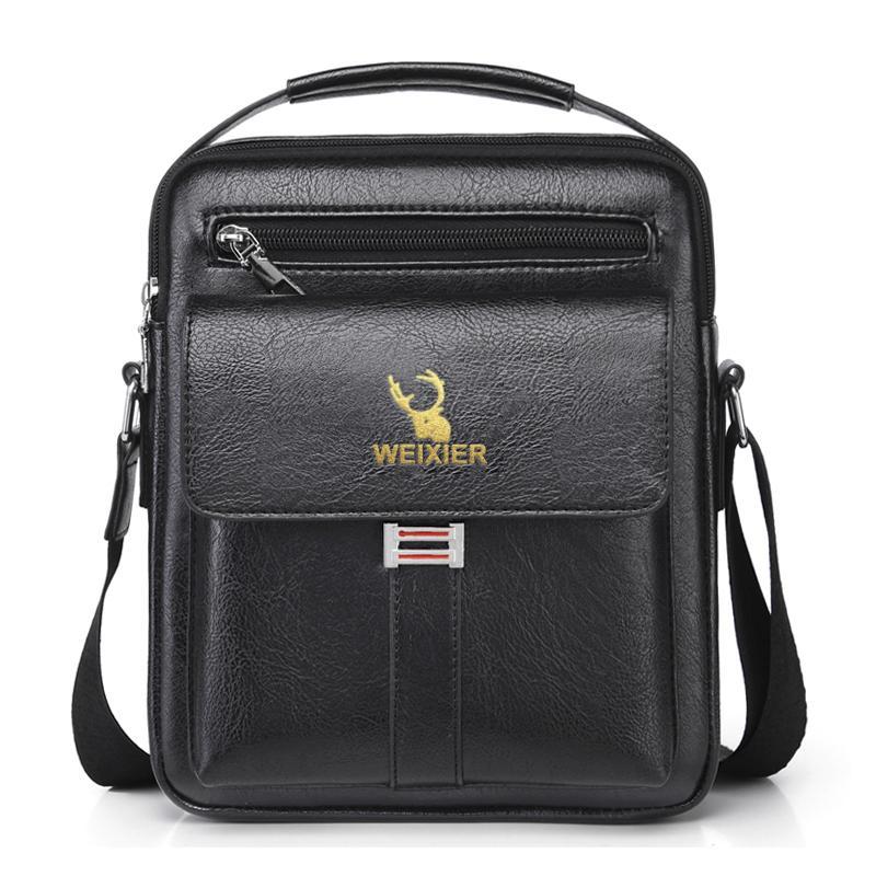 Leather Messenger Crossbody Shoulder Bag For Men Work Business Casual Adjustable Straps With Metal Zipper