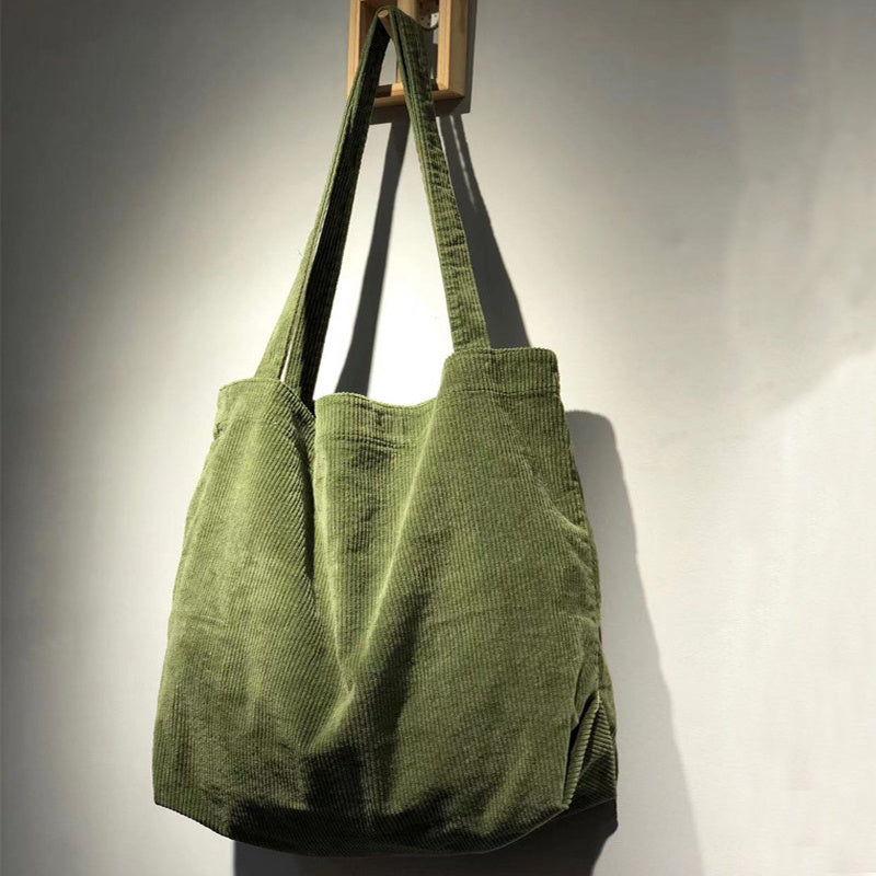 Corduroy Shoulder Bags Winter Fall Handbags Women Shopping Bags