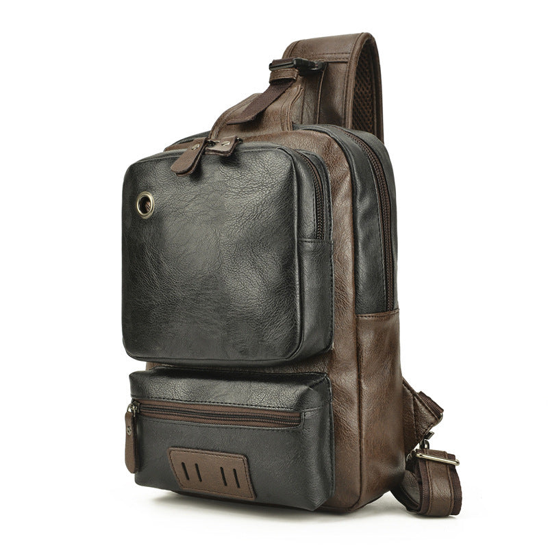 Men's PU Fashion Chest Large Capacity Shoulder Messenger Bag