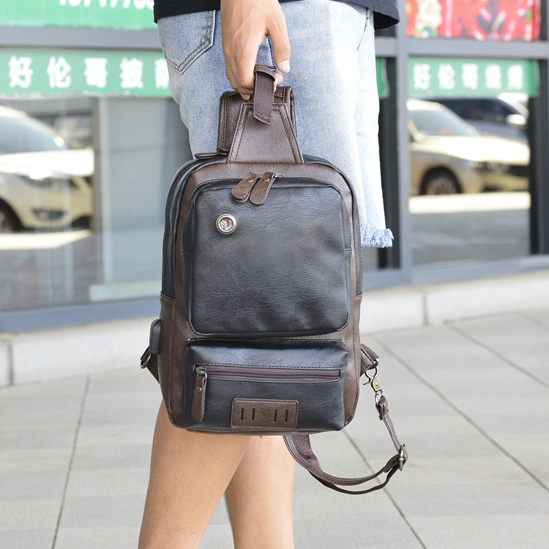 Men's PU Fashion Chest Large Capacity Shoulder Messenger Bag